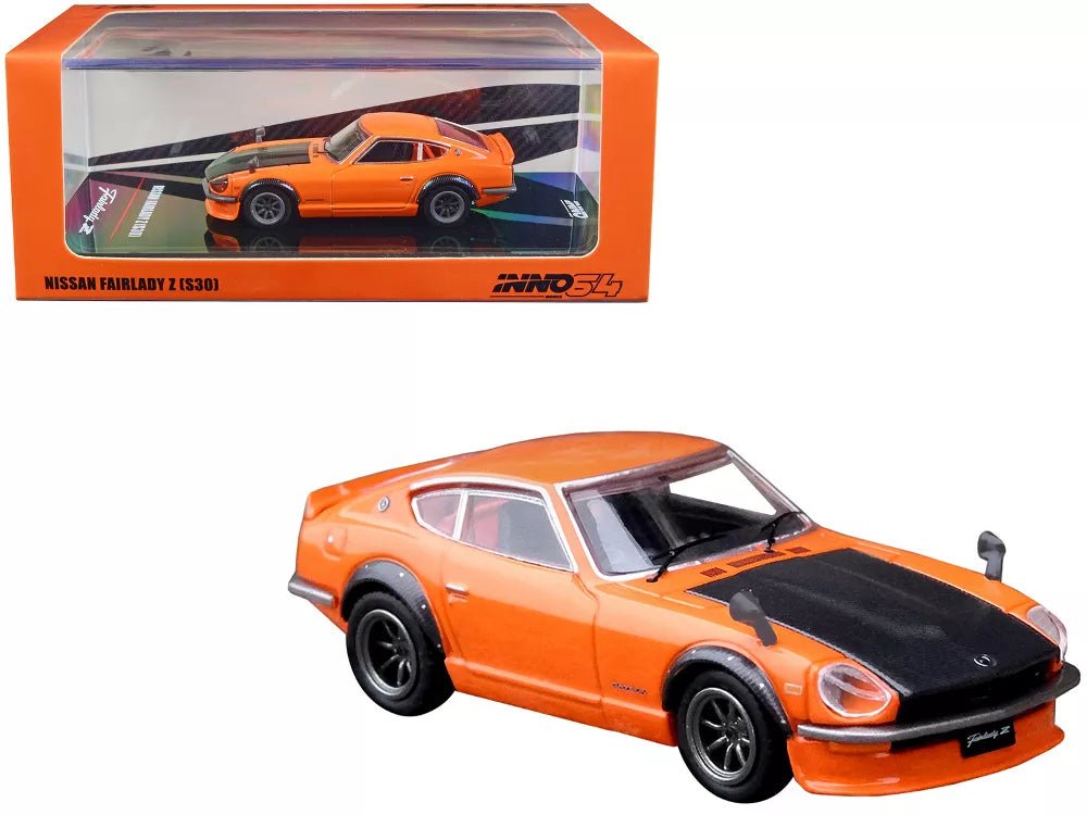 Nissan Fairlady Z S30 Orange with Carbon Hood Inno 64