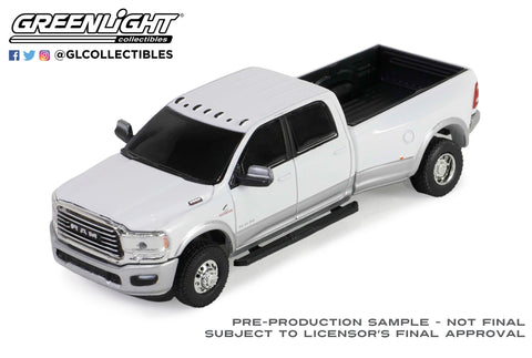 2020 Ram 3500 Laramie Dually Bright White and Billet Silver Greenlight Collectibles - Big J's Garage