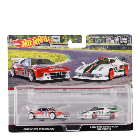 Hot Wheels Premium 2 Pack BMW M1 Procar & Lancia Stratos Group 5 Big J's Garage