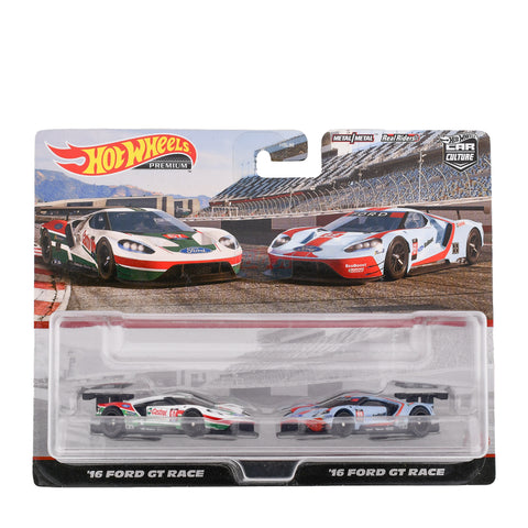 HOT WHEELS Premium '16 FORD GT RACE & 2016 FORD GT RACE 2-Pack Big J's Garage