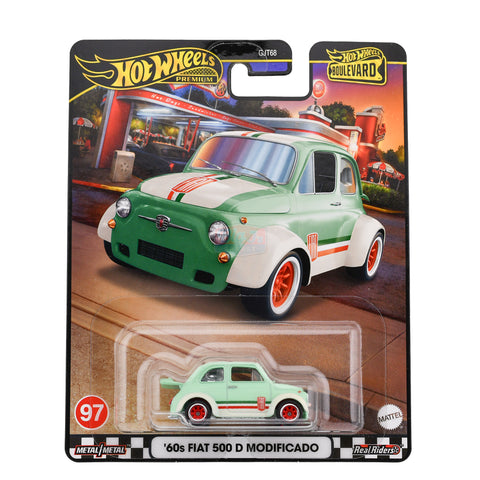 Hot Wheels Premium 2024 HW Boulevard #97 Green '60s Fiat 500 D Modificado Big J's Garage