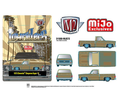 1973 Chevrolet Cheyenne Super 10 Pickup Truck Lowriders Gold M2 Machines Mijo Exclusives - Big J's Garage