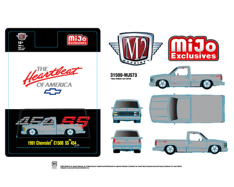 1991 Chevrolet C1500 SS 454 Pickup Truck Silver M2 Machines Mijo Exclusives - Big J's Garage