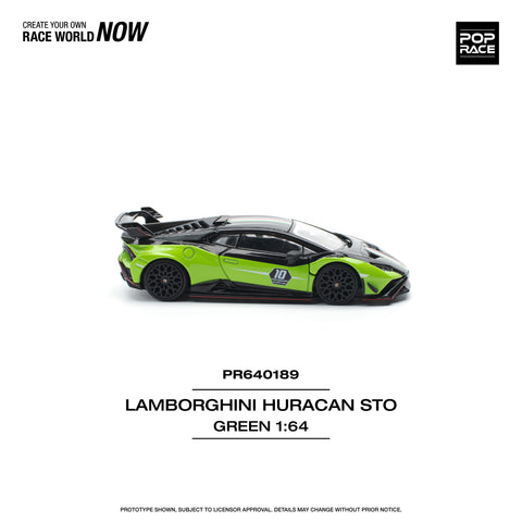 LAMBORGHINI HURACAN STO (LP640-2) 10 ANNIVERSARIO - GREEN/BLACK Pop Race - Big J's Garage