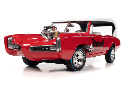 (Back-Order) Monkeemobile Red body w/Flat White Roof  w/Monkees Graphics Auto World