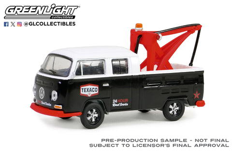 1973 Volkswagen Double Cab Pickup with Drop-In tow hook – Texaco 24 Hour Road Service Blue Collar Collection Series 13 1:64 6-Car Assortment Greenlight Collectibles - Big J's Garage