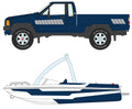 1985 Toyota SR5 Pickup w/Malibu Speed Boat - Storong Blue Johnny Lightning Tow & Go 2024 Release 2 3 Car Assortment - Big J's Garage