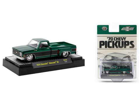 1978 Chevrolet Silverado C-30 Dually Emerald Pearl with Dark Green Stripe M2 Machines Hobby Exclusive - Big J's Garage