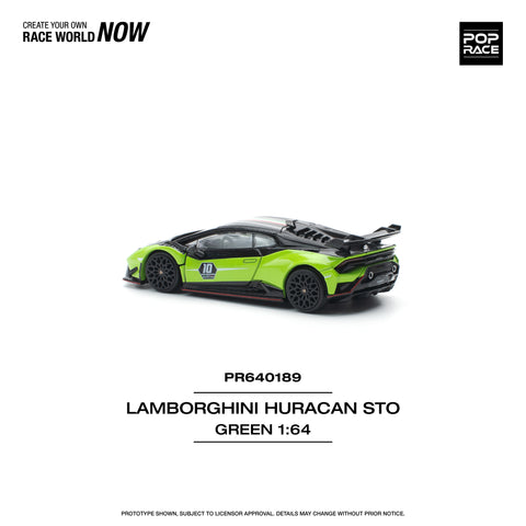 LAMBORGHINI HURACAN STO (LP640-2) 10 ANNIVERSARIO - GREEN/BLACK Pop Race - Big J's Garage