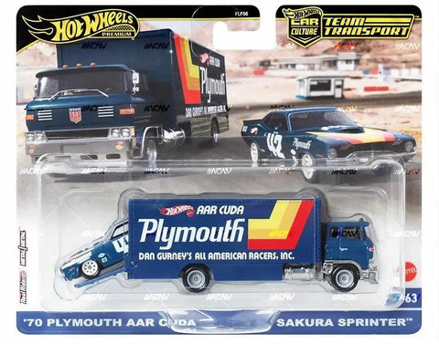 '70 Plymouth AAR Cuda & Sakura Sprinter Hot Wheels Team Transport - Big J's Garage