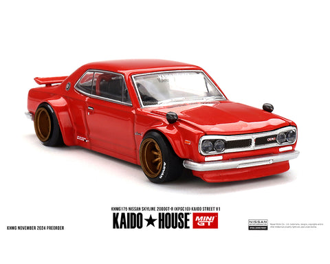 Nissan Skyline 2000GT-R (KPGC10) Kaido Street V1- Red Kaido House x Mini GT - Big J's Garage