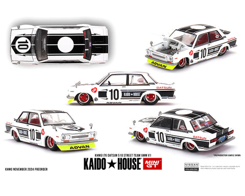 Datsun 510 Street Team XMM V1- White Kaido House x Mini GT - Big J's Garage