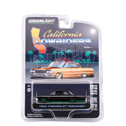 (Chase) 1964 Chevrolet Biscayne – Black with Red Interior California Lowriders Series 4 Greenlight Collectibles - Big J's Garage