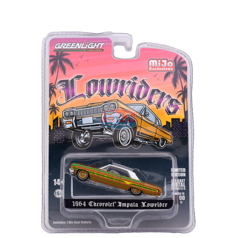 (Chase) 1964 Chevrolet Impala SS Lowriders Metallic Gold Greenlight Collectibles Big J's Garage
