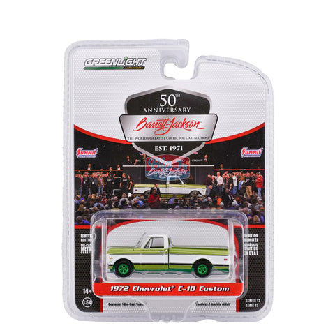 (Chase) 1972 Chevrolet C-10 Custom - Green/White (Lot #798) Barrett-Jackson ‘Scottsdale Edition’ Series 13 Greenlight Collectibles - Big J's Garage