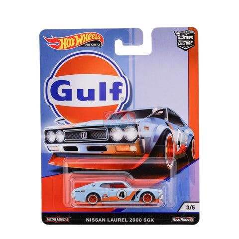 Hot Wheels Premium Car Culture Gulf Nissan Laurel 2000 SGX Real Riders 3/5 - Big J's Garage