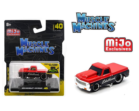 (Pre-Order) 1972 Chevrolet C-10 Pick Up Edelbrock Red With Black Muscle Machines Mijo Exclusives - Big J's Garage