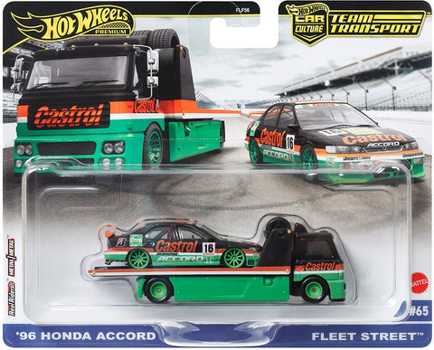 (Pre-Order) 1996 Honda Accord With Fleet Street Castrol Hot Wheels Team Transport - Big J's Garage