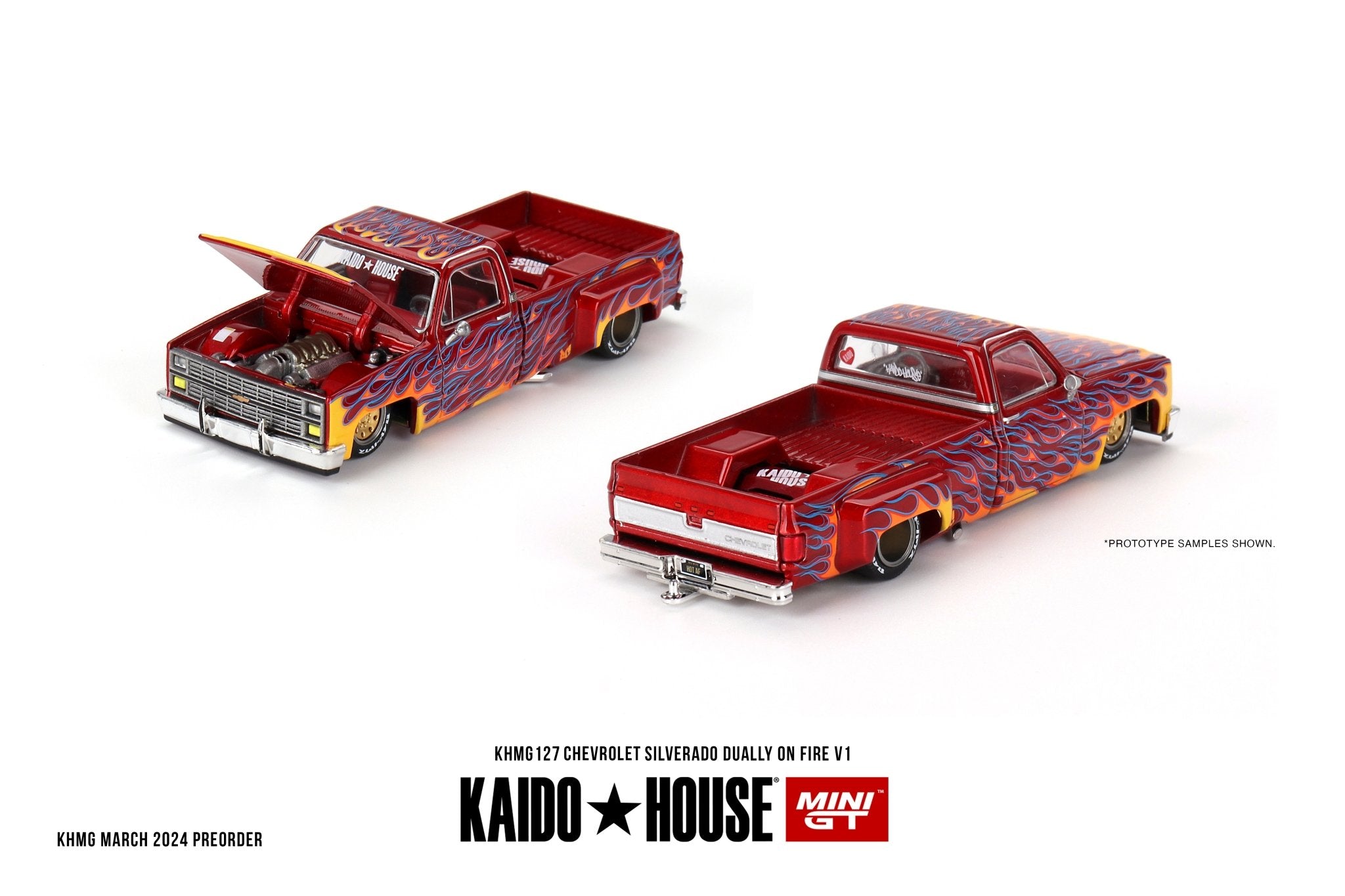 Chevrolet Silverado Dually Red With Flames Kaido House Big J's Garage