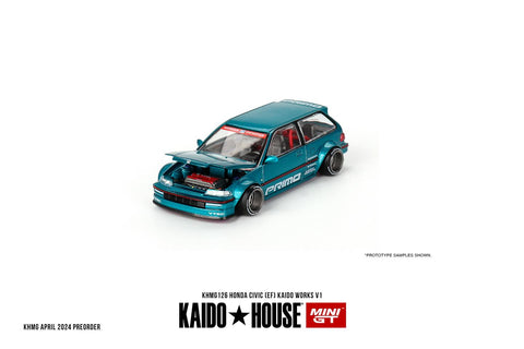 (Pre-Order) Honda Civic (EF) Tahitian Green Kaido Works V1 Kaido House x Mini GT - Big J's Garage