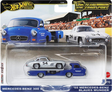 (Pre-Order) Mercedes-Benz 300 SL and '55 Mercedes-Benz Blaues Wunder Hot Wheels Team Transport - Big J's Garage