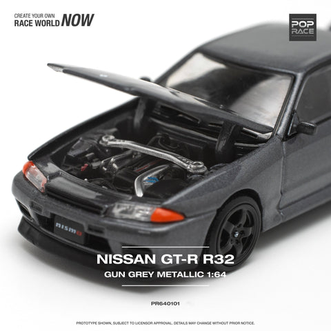 (Pre-Order) Nissan Skyline GT-R R32 Gunmetal Grey Metallic Pop Race - Big J's Garage