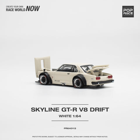 (Pre-Order) Nissan Skyline GT-R V8 Drift (Hakosuka) White Pop Race - Big J's Garage