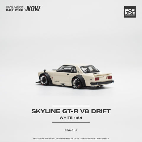 (Pre-Order) Nissan Skyline GT-R V8 Drift (Hakosuka) White Pop Race - Big J's Garage