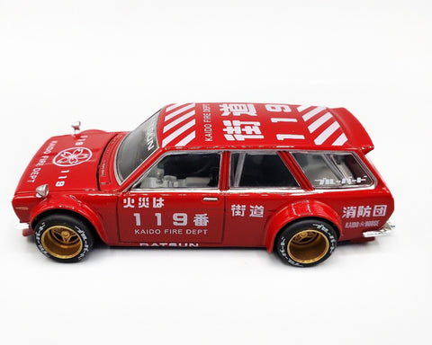(Chase) Nissan Datsun 510 Wagon Fire V1 Red Kaido House x Mini GT