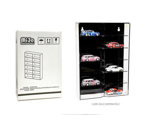 12-Car Wall Mount Display Case Black Back With Cover - Big J's Garage