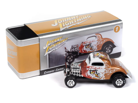 1934 Ford Coupe Crower Cams Gold, White & Red Johnny Lightning - Big J's Garage