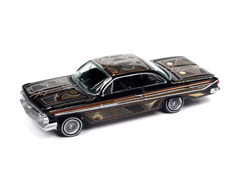 1961 Chevrolet Impala with American Diorama Figure Lowriders Johnny Lightning x Mijo Exclusives - Big J's Garage