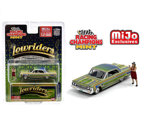1964 Chevrolet Impala SS Lowrider With American Diorama Figure Racing Champions Mijo Exclusives - Big J's Garage