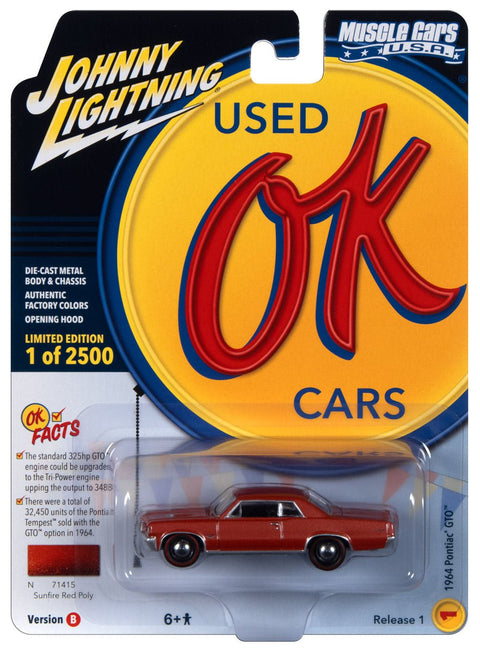 1964 Pontiac GTO Sunfire Red Poly Johnny Lightning - Big J's Garage