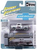 1965 Chevy Truck White & Silver w/ Crower Racing Cams Graphics Johnny Lightning - Big J's Garage