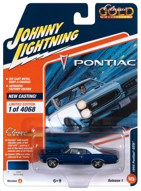 1966 Pontiac GTO Barrier Blue Johnny Lightning - Big J's Garage