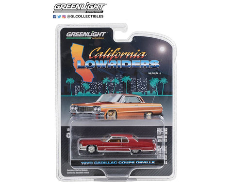 1973 Cadillac Coupe DeVille – Custom Maroon California Lowriders Series 3 Greenlight Collectibles - Big J's Garage