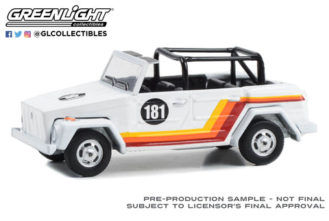 1974 Volkswagen Thing #181 White with Red, Orange and Yellow Stripes Greenlight Collectibles - Big J's Garage