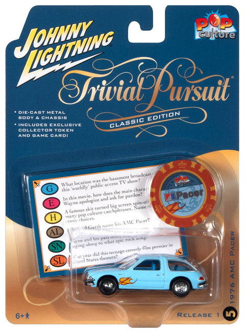 1976 AMC Pacer w/Poker Chip Trivial Pursuit Light Blue Johnny Lightning - Big J's Garage