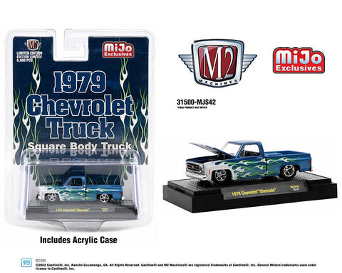 1979 Chevrolet Silverado Blue With Flames M2 Machines Mijo Exclusive - Big J's Garage