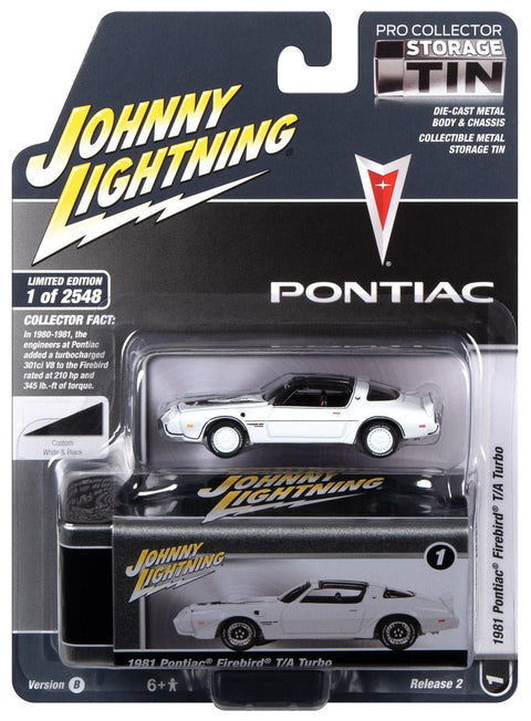 1981 Pontiac Firebird T/A Turbo Gloss White w/ Turbo 4.9 Firebird Graphics Johnny Lightning - Big J's Garage