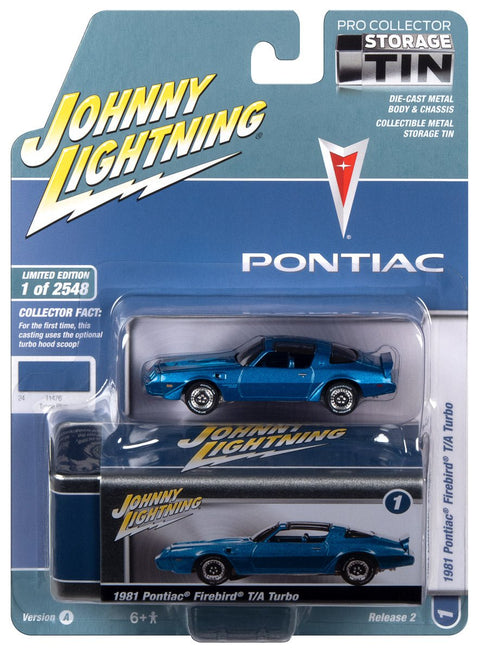 1981 Pontiac Firebird T/A Turbo Tahoe Blue w/ Turbo 4.9 Firebird Graphics Johnny Lightning - Big J's Garage