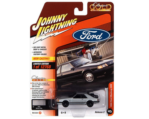 1986 Ford Mustang SVO Foxbody Silver Johnny Lightning - Big J's Garage