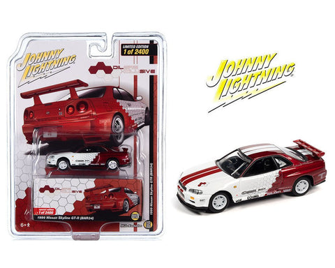 1999 Nissan Skyline GT-R (BNR34)-(Two Tone White) Singapore Dilsre Exclusive Johnny Lightning - Big J's Garage