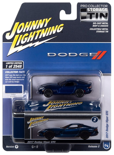 2014 Dodge Viper Blue Pearl w/ Twin Silver Stripes Johnny Lightning - Big J's Garage