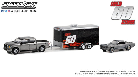 2020 Ford F-150 XL with STX Package with 1967 Custom Ford Mustang “Eleanor” (Wrecked) in Enclosed Car Hauler Hollywood Hitch & Tow Series 12 - Gone in Sixty Seconds Greenlight Collectibles - Big J's Garage
