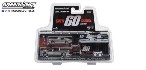 2020 Ford F-150 XL with STX Package with 1967 Custom Ford Mustang “Eleanor” (Wrecked) in Enclosed Car Hauler Hollywood Hitch & Tow Series 12 - Gone in Sixty Seconds Greenlight Collectibles - Big J's Garage