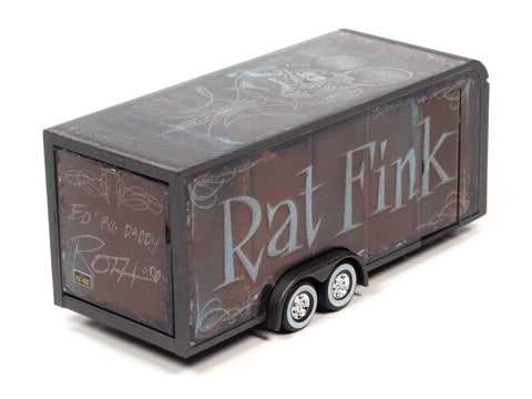 Enclosed Trailer Rat Fink Gun Metal Flatz w/Rat Rod Graphics Auto World - Big J's Garage