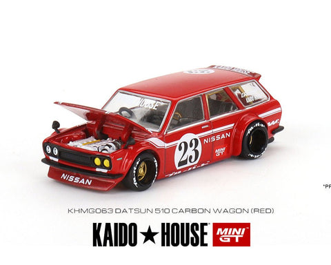 Nissan Datsun 510 Wagon Carbon Fiber V2 Red Kaido House x Mini GT - Big J's Garage