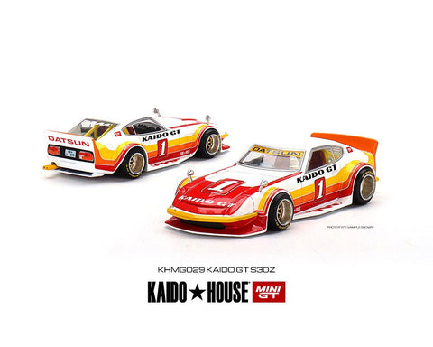 Nissan Fairlady Z GT V1 Red With White Kaido House x Mini GT - Big J's Garage